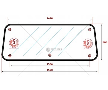 Sklo zadní UR I - rozteč 130cm  Zetor 62117909