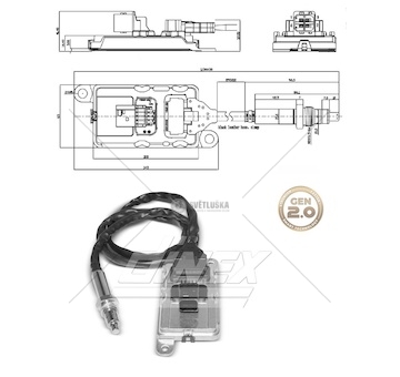 Snímač výfukových plynů nox 1134mm za katalyzátor daf xf euro 6 0255989_A