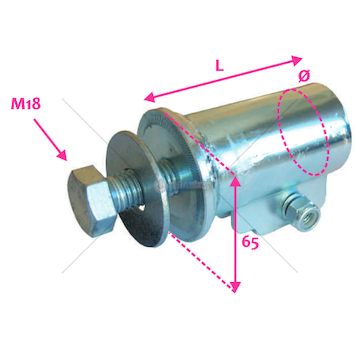 Spojka trubky blatníku FI42 L-100 M18 DOMAR DK8220