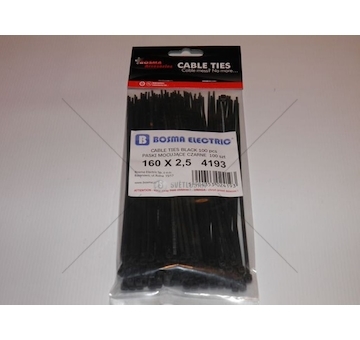 Spona plastová 160*2,5 sada 100ks černá BOSMA 4193