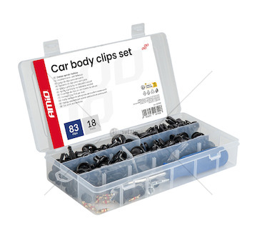 Spony a příchytky na čalounění vozidel 83+18 ks s nástroji AMiO-04740