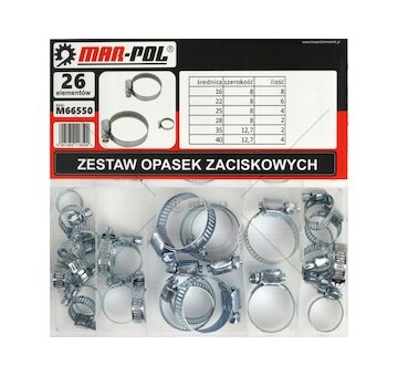 Spony hadicové, 26ks, 16-40mm MAR-POL