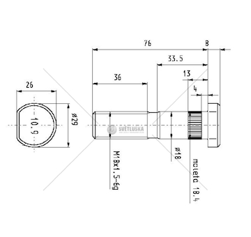 Šroub kolový IVECO M18*1,5*75 DL.GW.36MM CSY AZIV-0001