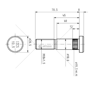 Šroub kolový m18x1,5x78/87 daf lf45 0131366_A