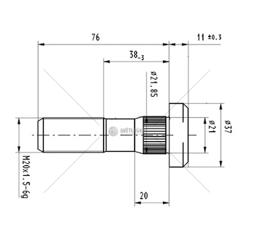 Šroub kolový m20x1,5x85x95 zn daf lf45, cf65 0257649_A