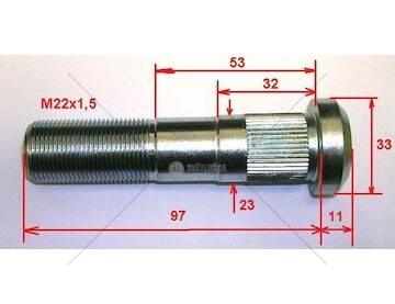 Šroub kolový m22x1,5x97/108 zn irisbus karosa turbo 316339092_A