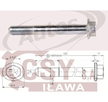 Šroub pera přední m20x2,5x155 volvo fh,fm, rvi 0151638_A