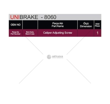 Šroub regulační ZACISKU MODUL T UNIBRAKE UNB8060