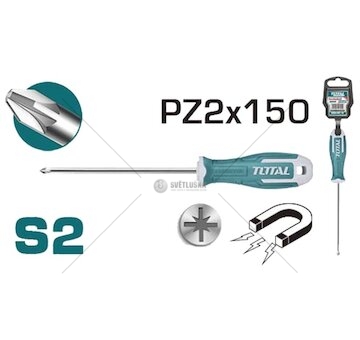 Šroubovák křížový pozidriv, 6x150mm, magnetický, industrial TOTAL