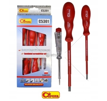 Sada šroubováků, elektrikářské + zkoušečka, 5ks CORONA C5301