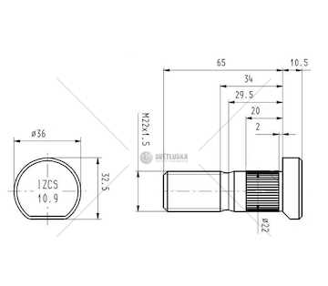 SRUBA KOLA MAN TGA M22*1,5*28*65 PRZOD CSY AZMA-0003
