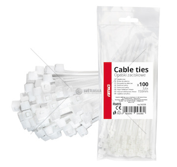 Stahovací pásky bílé 3,6 × 150 mm 100 ks AMiO-04308