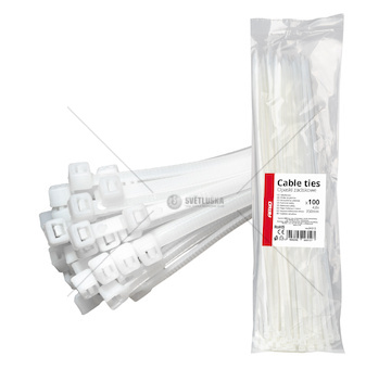 Stahovací pásky bílé 4,8 × 350 mm 100 ks AMiO-04312