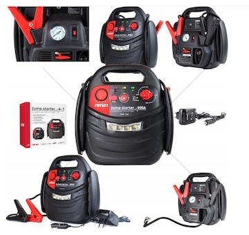 Startovací zdroj 4v1 kompresor, světlo, nabíječka a pomocné startování