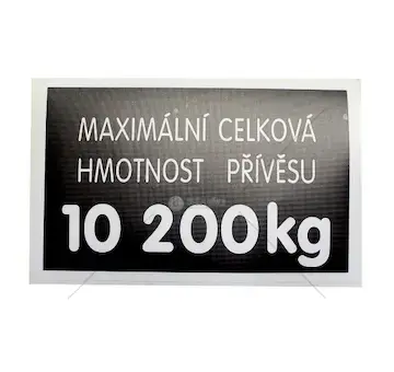 Štítek hmotnosti přívěsu 10.200kg | 5911-6683