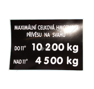 Štítek hmotnosti přívěsu 69476603