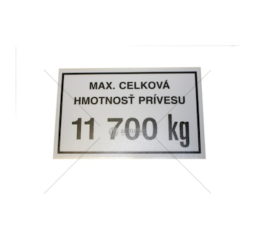 Štítek maximální hmotnost přívěsu 11700kg 80804521