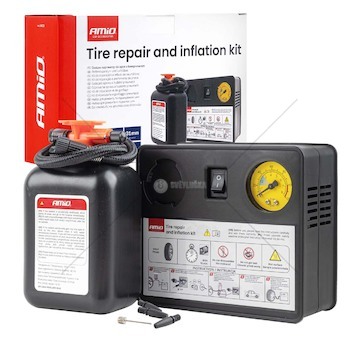 Súprava na opravu a hustenie pneumatík 31mm 12V AMIO-04930