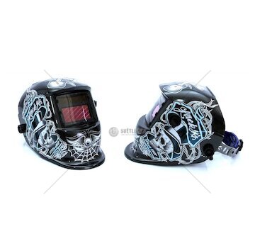 Svářečská kukla samostmívací s potiskem lebka, černo-bílá MAR-POL