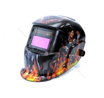 Svářečská kukla samostmívací s potiskem oheň a zbraň MAR-POL