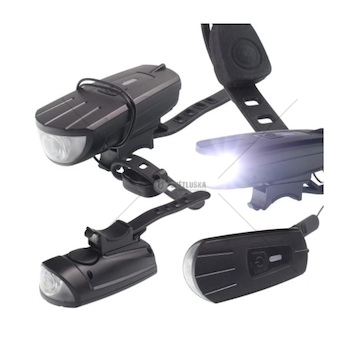 Světlo na kolo přední LED s dobíjením a zvonkem