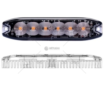 Světlo výstražné LED oranžové PREDATOR 26-funkcí s pamětí 6x3W 12/24V