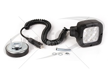 Světlomet pracovní 12v/50v 9xled s magnetem, voděodolný, spirálový kabel 1,5m 0146707_A