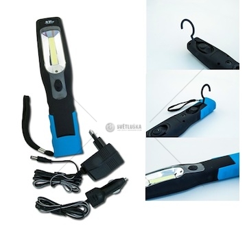 Svítilna dílenská xt line cobalt 3w+5xled, magnetický+háček, kloub 180°, 220v+12v 060037_A