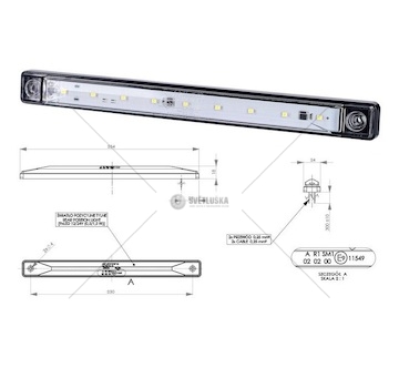 Svítilna poziční 12v/24v 0,1/0,7w 9xled bílá, kabel 0,3m 0215333_A