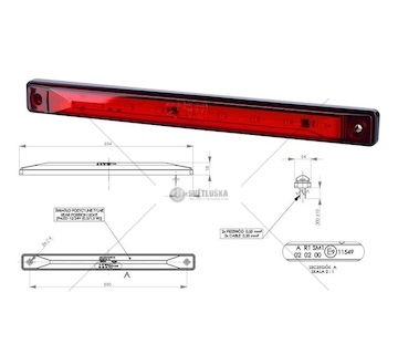 Svítilna poziční 12v/24v 0,1/0,7w 9xled červená, kabel 0,3m 0215334_A