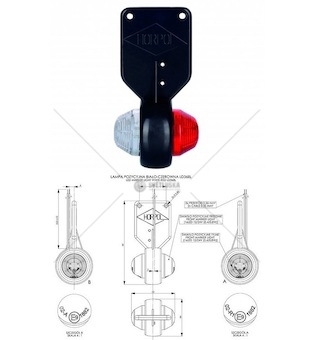 Svítilna poziční 12v/24v 0,8/1,6w 2xled č/b na gumě, kabel 0,25m 0054676_A