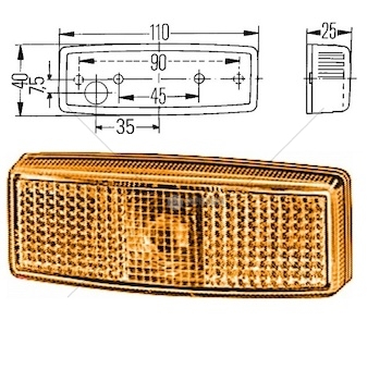 Svítilna poziční 12v/24v 5w 110x40x25 oranžová s odrazkou, t815 euro 0014229_A