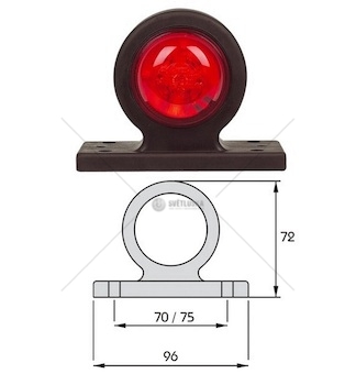 Svítilna poziční 12v/24v 72x96x47 l/p ba15s/r5w č/b na gumovém soklu 40127004_A