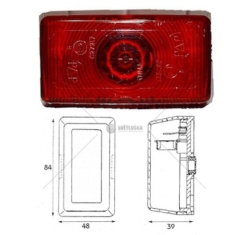 Svítilna poziční 12v/24v ba15s/r5w 84x48x39 červená, univerzální 40172002_A