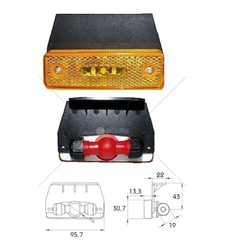 Svítilna poziční 24v/0,8w led s držákem 90° 40157031_A