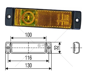 Svítilna poziční 24v 1xled l/p oranžová, se světlem zpátečky, kabel 1,5m 0037910_A