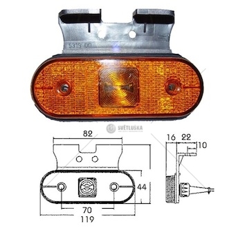 Svítilna poziční boční 24v/1,3w 119x75x16 led verze schmitz s držákem  21200004_A
