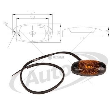 Svítilna poziční ft25ž/12v-30v led oranžová s kabelem 0,5m 0048870_A