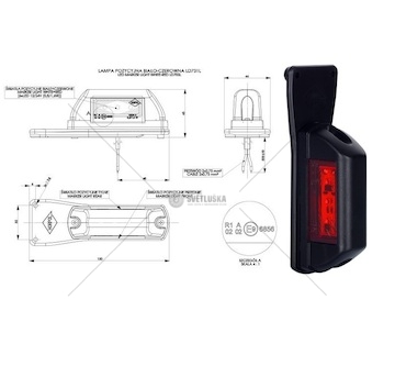 Svítilna poziční p 12v/24v 0,8/1,6w 6xled č/b na gumě, kabel 0,5m 0215349_A