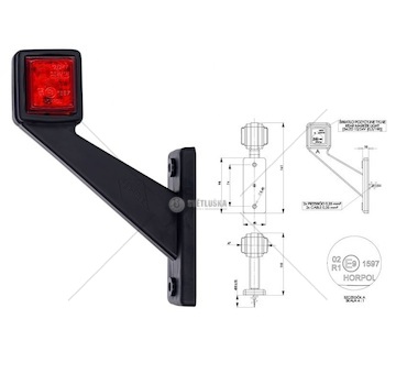 Svítilna poziční - tykadlo l 12v/24v 0,5/1w led č/b krátká, kabel 0,4m 0147576_A