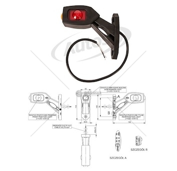 Svítilna poziční - tykadlo l 12v/24v led č/b/o, kabel 0,4m 0181095_A