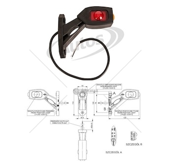 Svítilna poziční - tykadlo p 12v/24v led č/b/o, kabel 0,4m 0181096_A