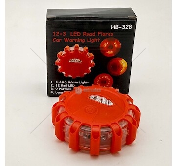 Svítilna výstražná LED magnetická, 9 funkcí - 15 LED - bateriová