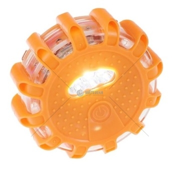 Svítilna výstražná LED magnetická, 9 funkcí - 15 LED - bateriová oranžová