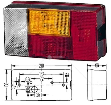 Svítilna zadní 4-dílná p 12v/24v (r10w,p21w) - /brzda,zpátečka,směr,koncové/ 0070798_A
