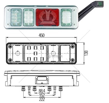 Svítilna zadní 7-dílná p easyconn ng full led s trojúhelníkem a tykadlem schmitz, krone 0230634_A