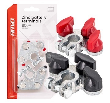 Svorky autobaterie, zinek 800A, 2 ks/blistr AMiO-04391