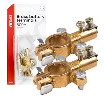 Svorky na autobaterii mosazné 800AMP, 2 ks / blistr AMIO-04390