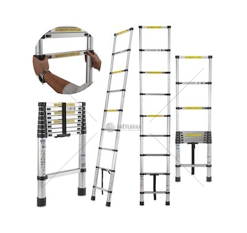 Teleskopický žebřík 2,6m, 150kg, hliníkový GEKO