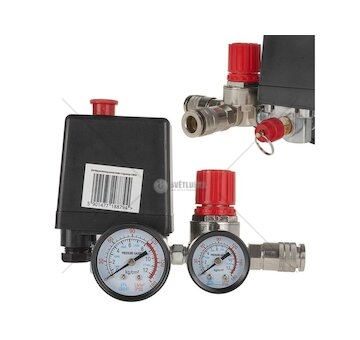 Tlakový spínač pro kompresor 230 V, 2x manometr MAR-POL